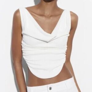 Zara Draped Top White NWT